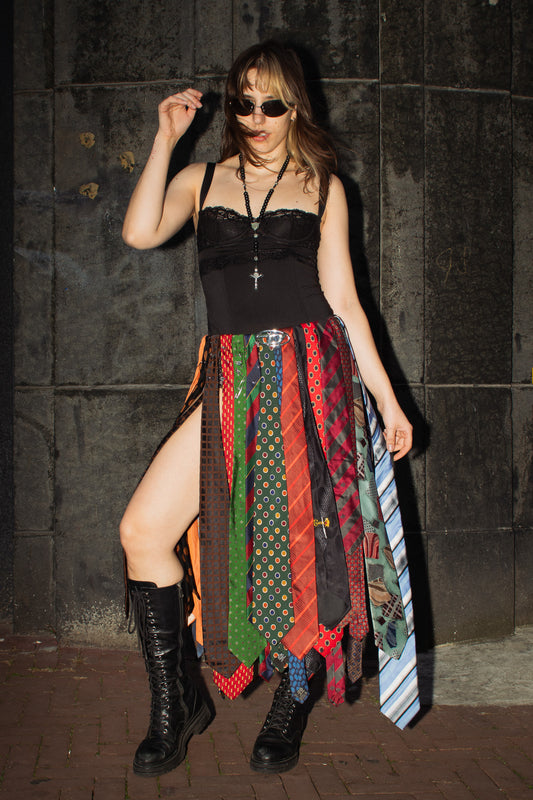 ties and problems - upcycled maxi skirt