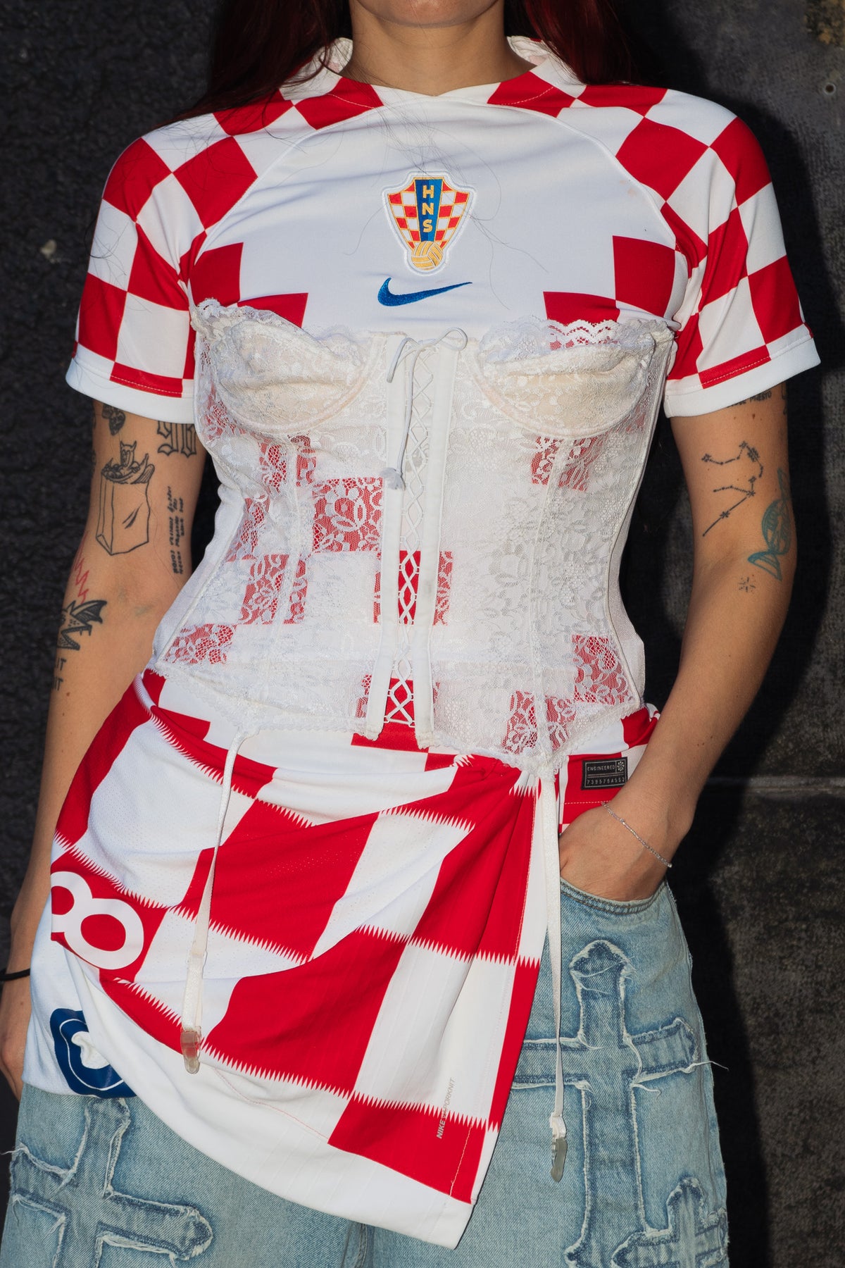 croatia trophy wife - upcycled jersey top